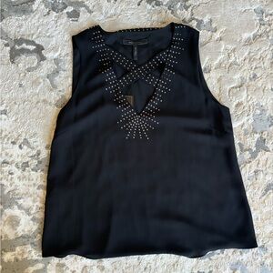 NWT BCBG Maxazria “Joline” Tank in Black, loose fit, size small, studded detail